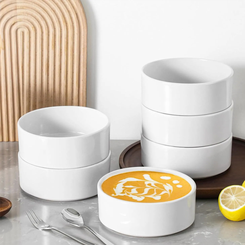White Deep Ceramic Salad Bowls